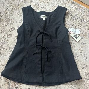 NWT Open Edit Black tie blouse